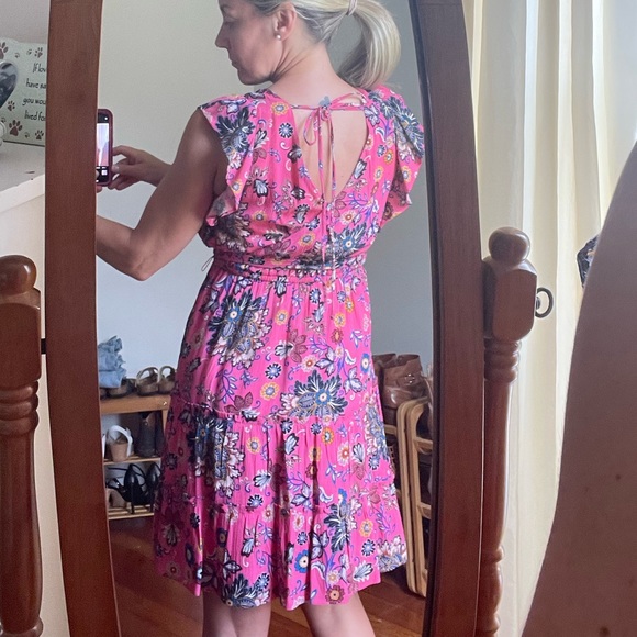 LOFT EXTRA SMALL PETITE BRIGHT PINK SUMMER DRESS SHORT NEVER WORN - Picture 6 of 16